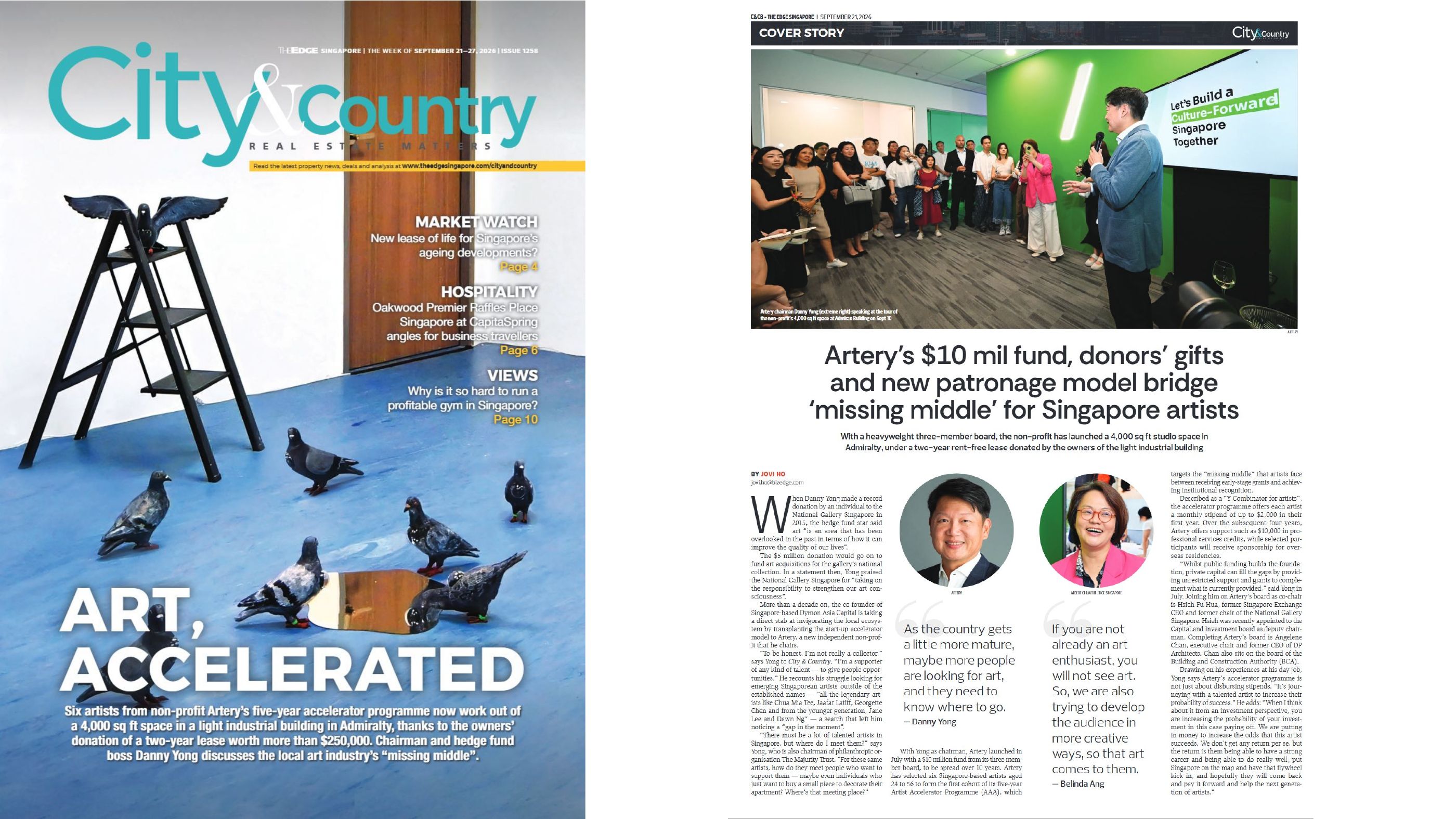 The Edge Singapore City & Country cover, ‘Art, accelerated’, and the first page of the cover story